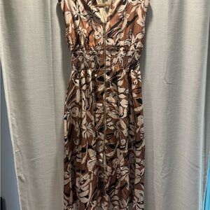 Entro Brown and Orange Cowl Neck Maxi Dress